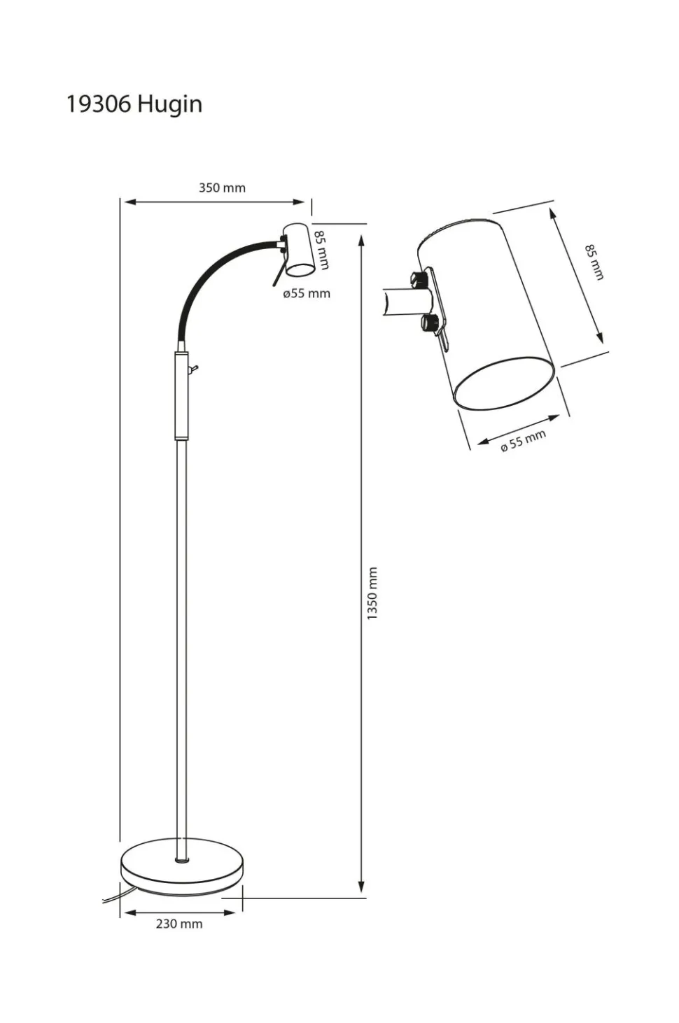 Aneta Lighting Gulvlampe Hugin
