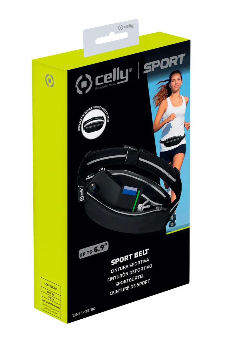 Celly Sportsbælte/telefonlomme maks. 6,9" Sort
