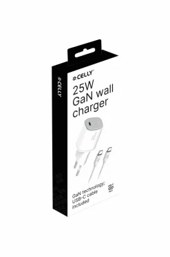 Celly Usb-oplader Gan 1 x Usb-c PD 25w + usb-c-kabel