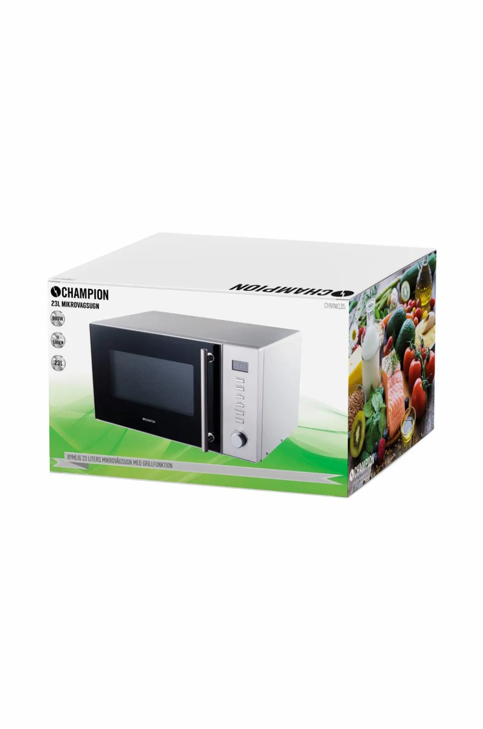 Champion Nordic Mikrobølgeovn 23 liter 900W, Rustfri