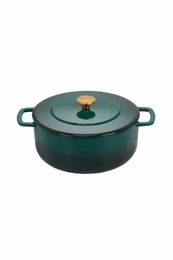Combekk Støbejernsgryde 24 cm Holly Green med guldknop