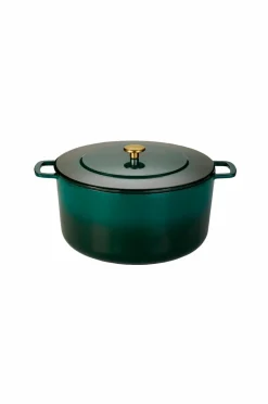 Combekk Støbejernsgryde 32 cm Holly Green med guldknop