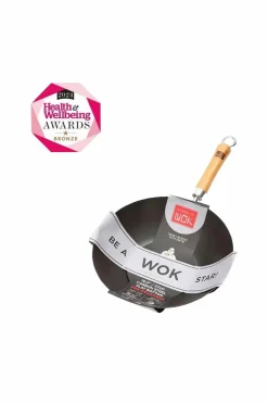 Dexam Wok School Of Wok Flat Base Pre-Seasoned 10.5