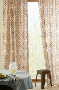 Ellos Home Multibåndsgardin Elly Tile i genanvendt halvlinned 2-pak
