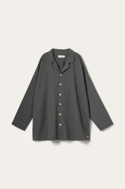 Ellos Home Pyjamasskjorte Long Sleeve Shirt Elly i genanvendt halvlinned