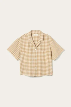 Ellos Home Skjorte Elly Check Camp Collar i genanvendt halvlinned