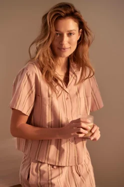 Ellos Home Skjorte Juliette Stripe Camp Collar