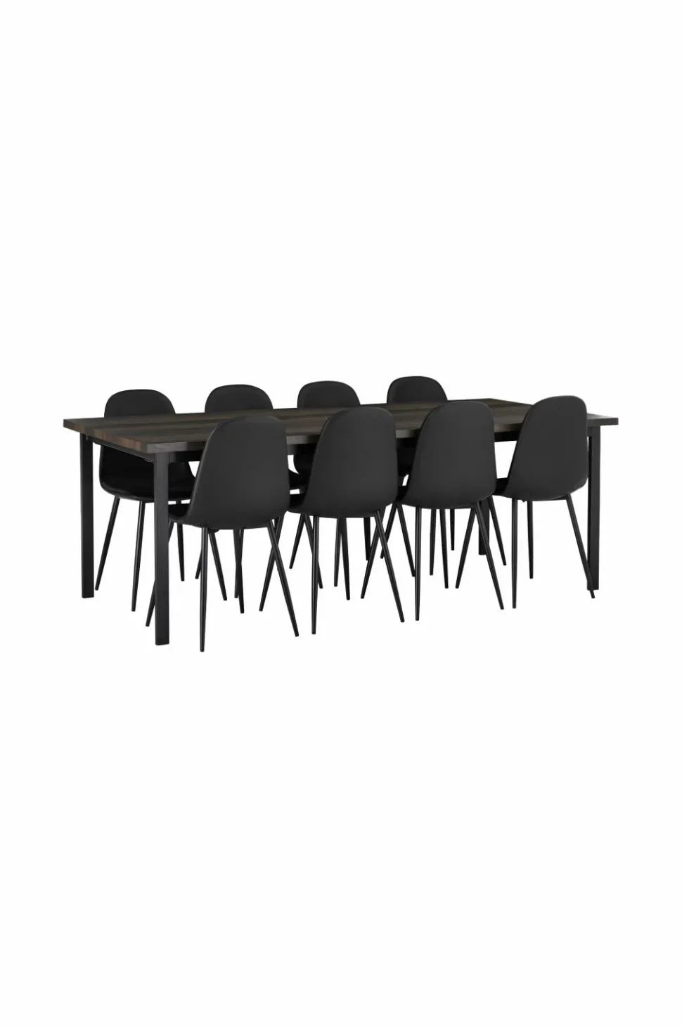Ellos Home Spisegruppe Ritha med bord 220x100 cm + 8 stole Imiteret læder
