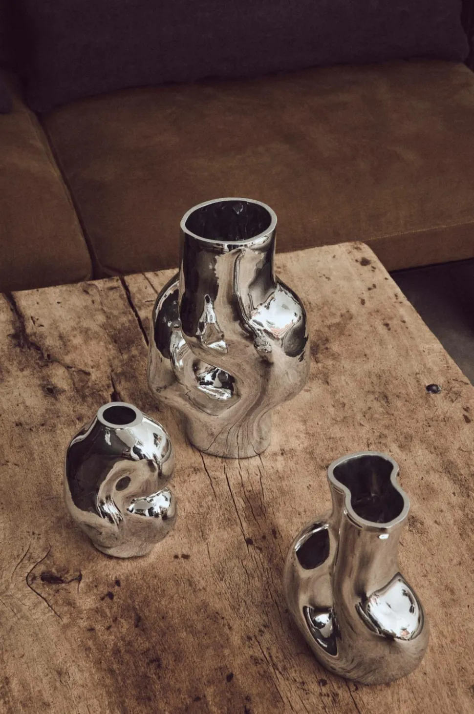 HKliving Gleam Glass høj vase krom