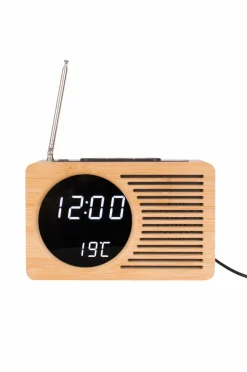 Karlsson Vækkeur Retro Radio Bamboo