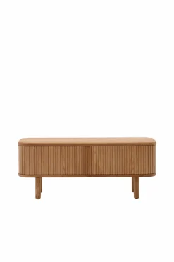 Kave Home Mailen tv-bord med 2 døre i askefinér med mørk finish 120 x 50 cm