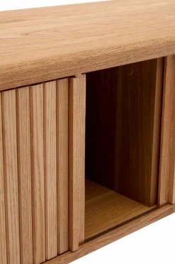 Kave Home Mailen tv-bord med 2 døre i askefinér med mørk finish 120 x 50 cm