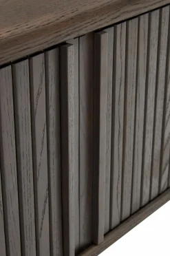 Kave Home Mailen tv-bord med 2 døre i askefinér med mørk finish 120 x 50 cm