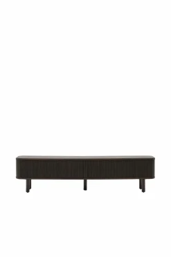 Kave Home Mailen tv-bord med 2 døre i askefinér med mørk finish 200 x 50 cm