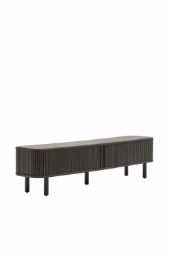 Kave Home Mailen tv-bord med 2 døre i askefinér med mørk finish 200 x 50 cm