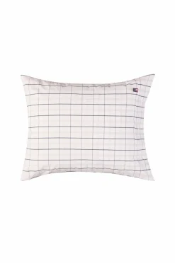 Lexington Hvid/beige/navy ternet bomuldspoplin-pudebetræk