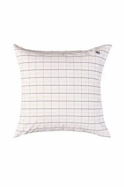 Lexington Hvid/beige/navy ternet bomuldspoplin-pudebetræk
