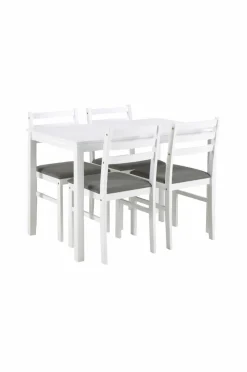 NORDFORM Alicante rektangulært spisebordssæt med bord og 4 stole, 110x70x74,5 cm