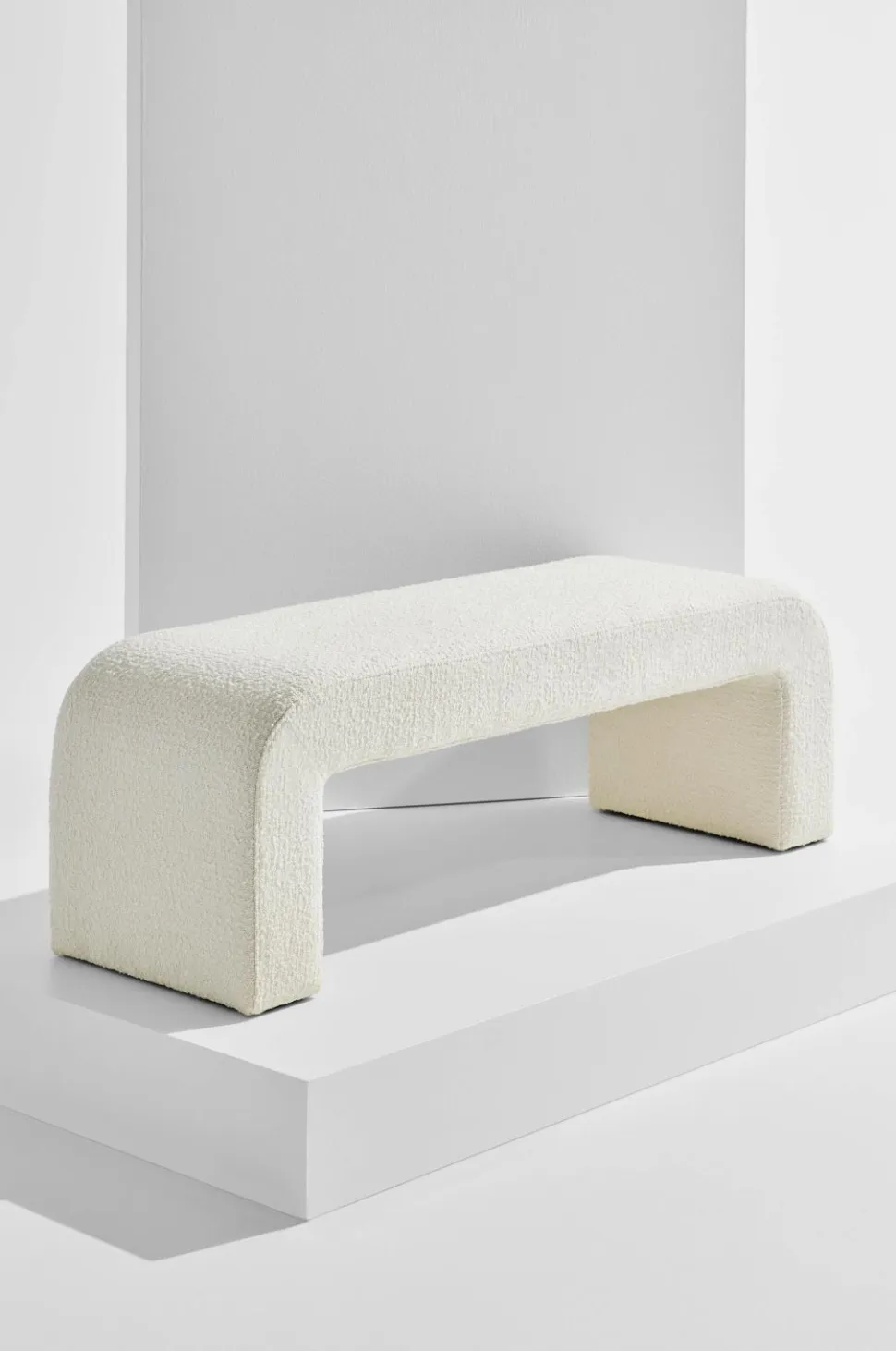 Pastill Odette bænk i bouclé 120x41 cm