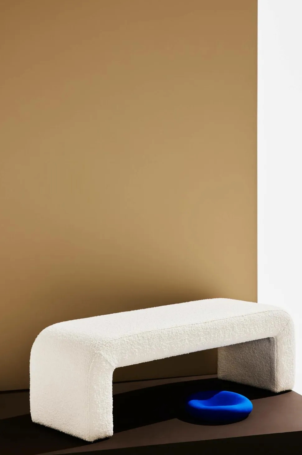 Pastill Odette bænk i bouclé 120x41 cm