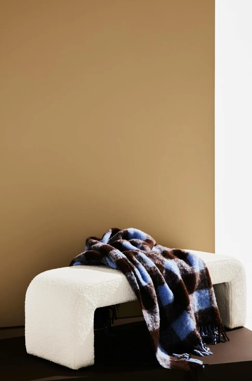Pastill Odette bænk i bouclé 120x41 cm