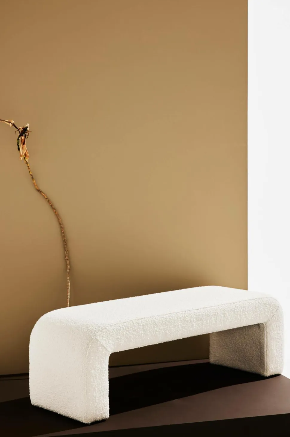 Pastill Odette bænk i bouclé 120x41 cm