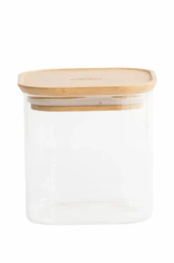 Pebbly Firkantede dåser med bambuslåg 800 ml