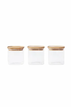 Pebbly Sæt med 3 firkantede stabelbeholdere i glas - 800 ml