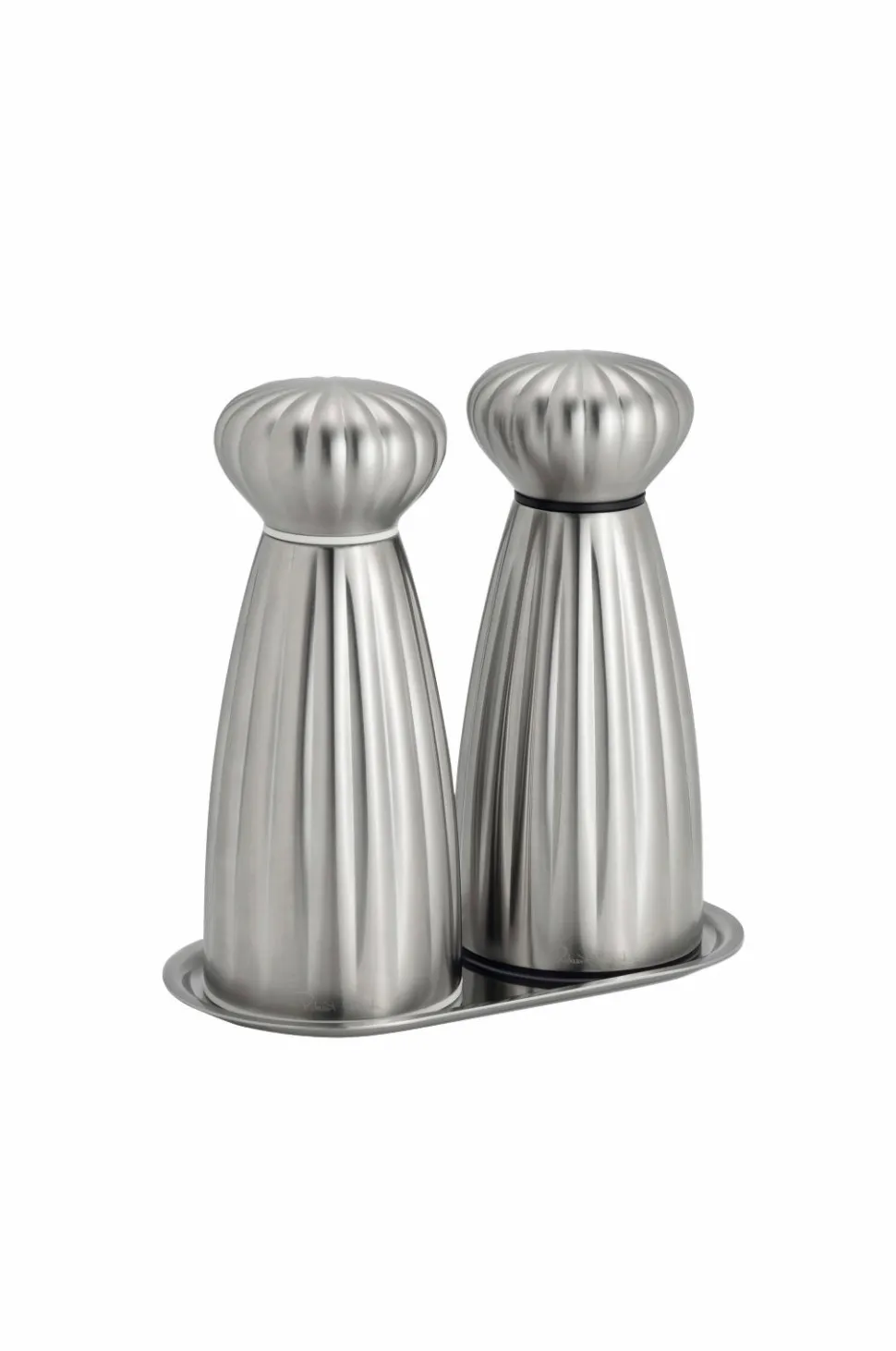 Robert Welch Salt- og peberkværne Palm Satin Medium med bakke Sæt