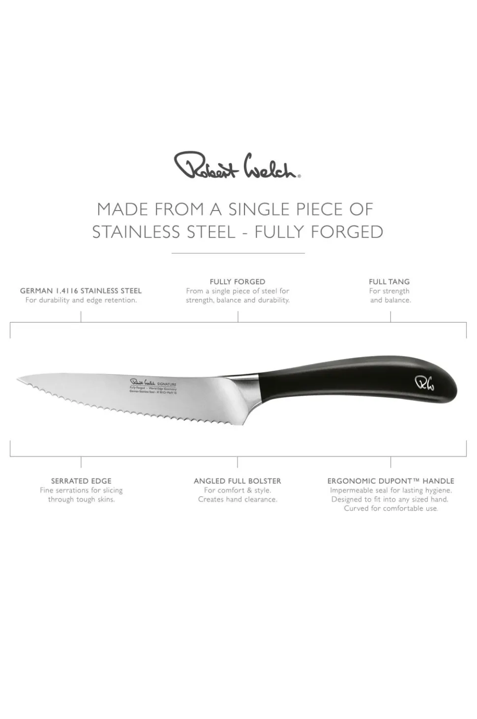 Robert Welch Utility Knife Serrated Signature 12cm/ 4,5