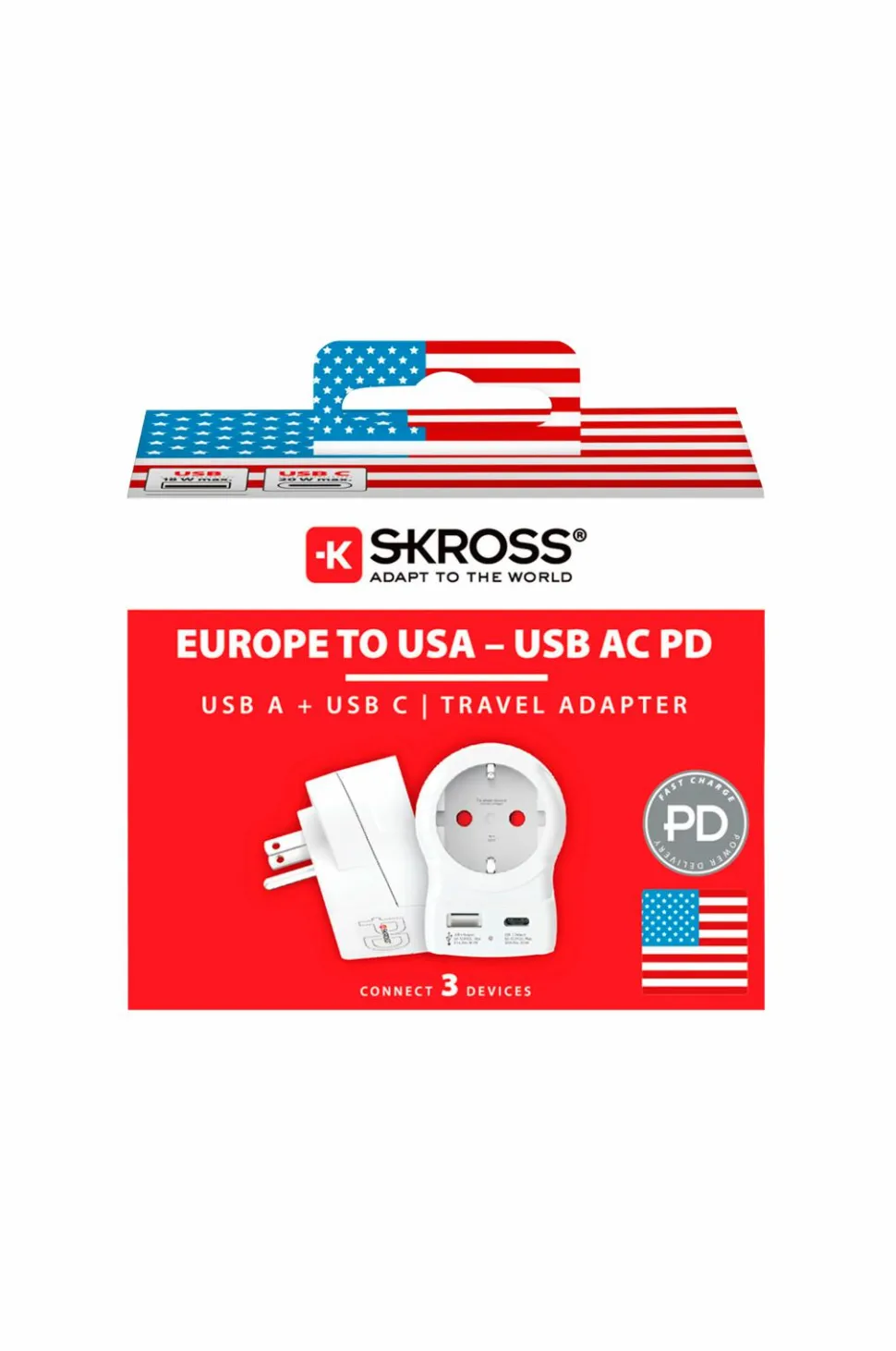 SKROSS Rejseadapter USB-A/USB-C 20W