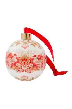 Spode Bauble Strawberry Thief, Madder 7.5cm