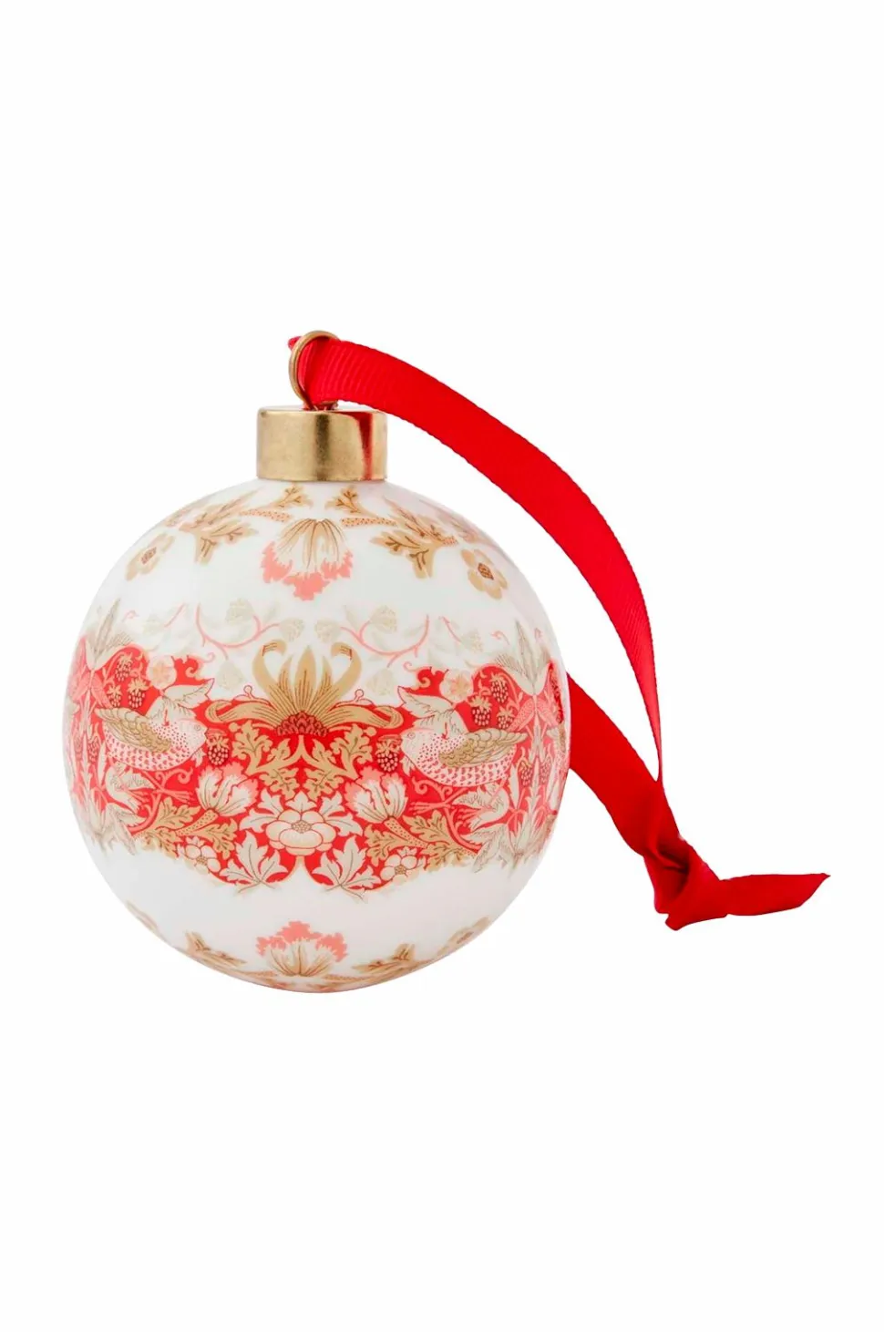 Spode Bauble Strawberry Thief, Madder 7.5cm