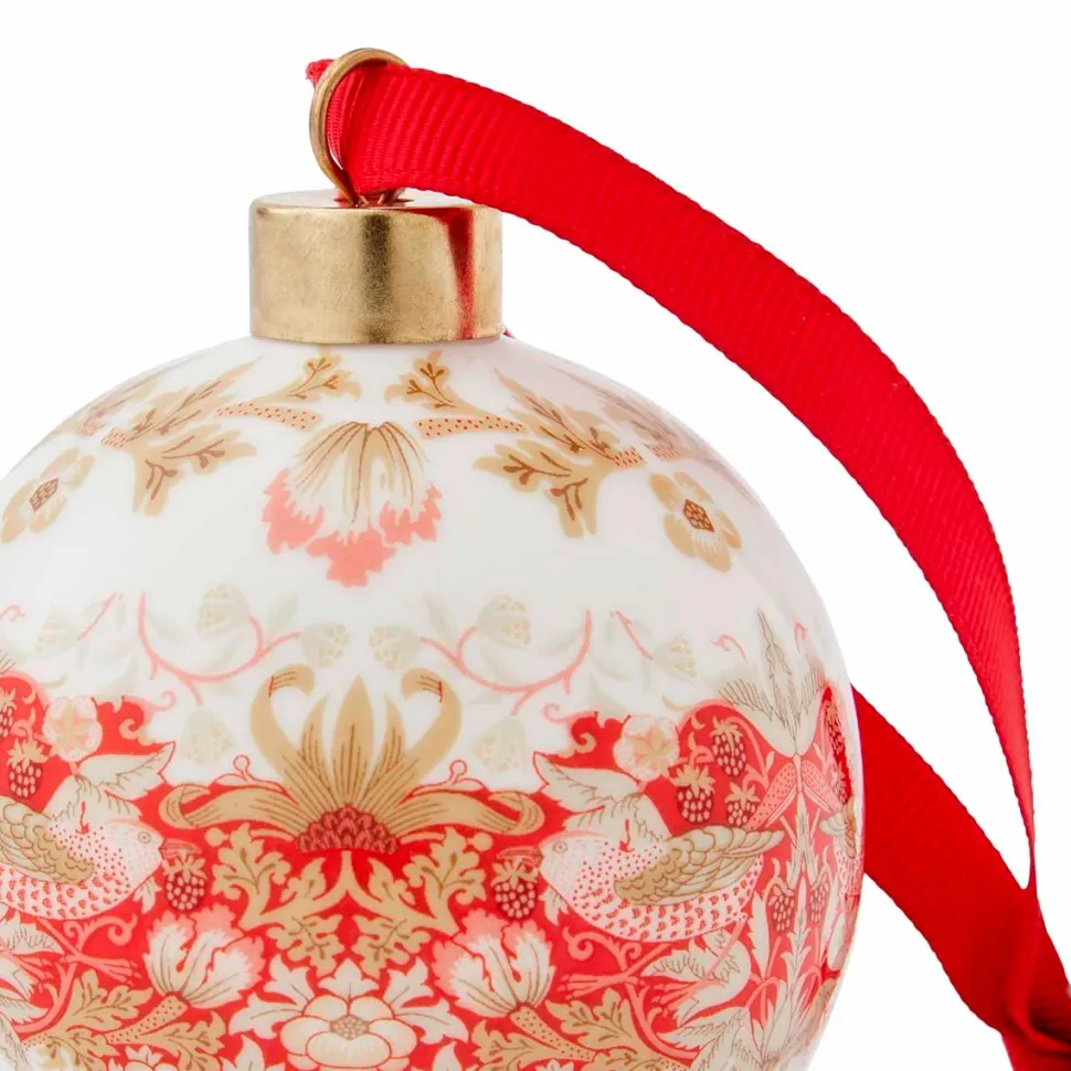 Spode Bauble Strawberry Thief, Madder 7.5cm
