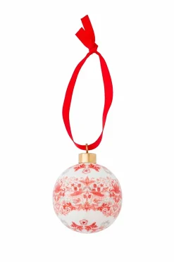 Spode WM Bauble - Strawberry Thief, Indian Red