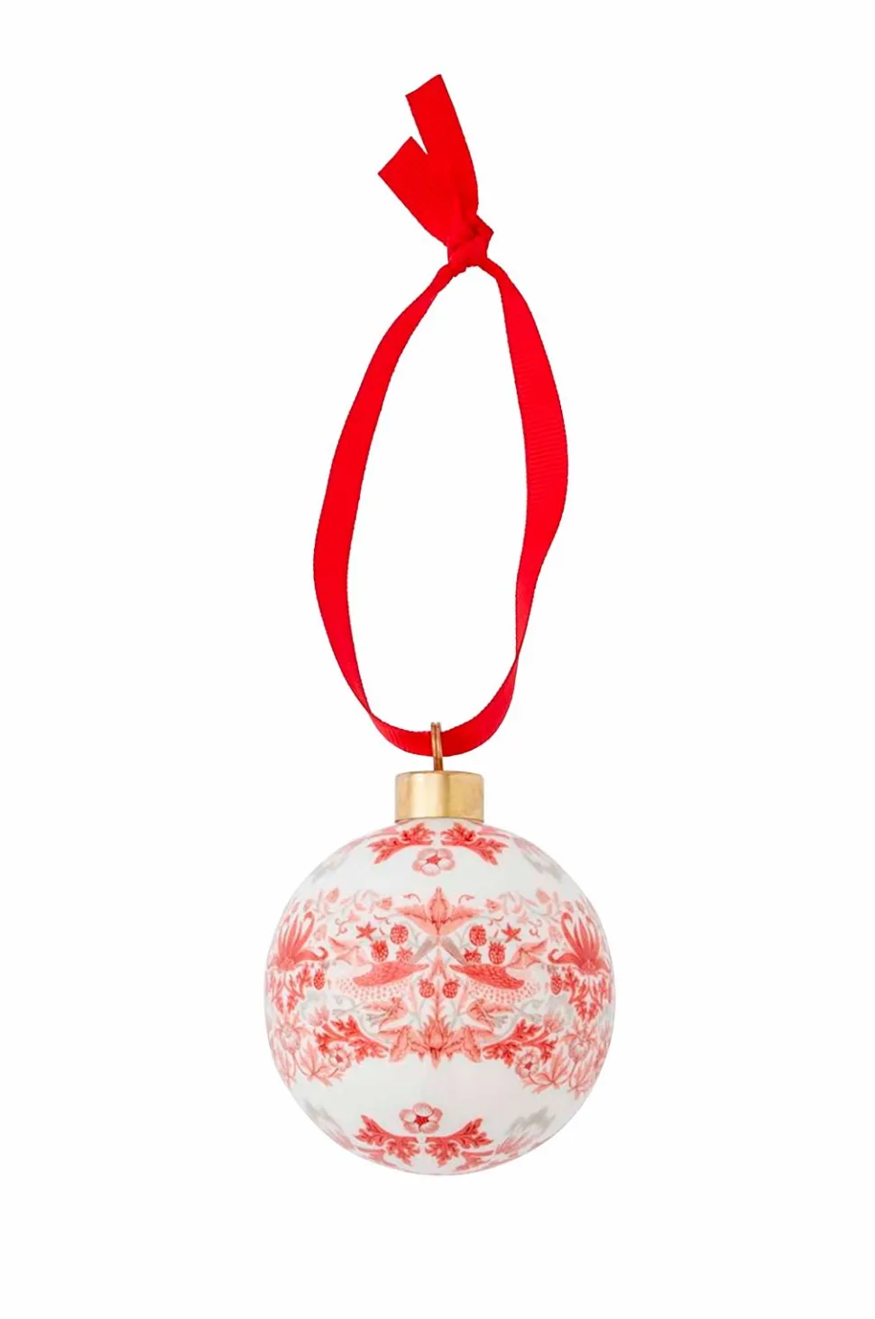 Spode WM Bauble - Strawberry Thief, Indian Red