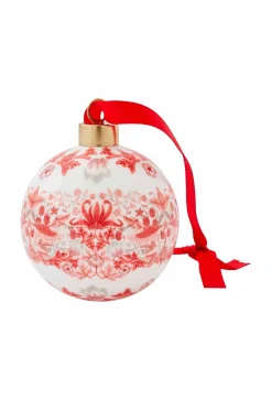 Spode WM Bauble - Strawberry Thief, Indian Red
