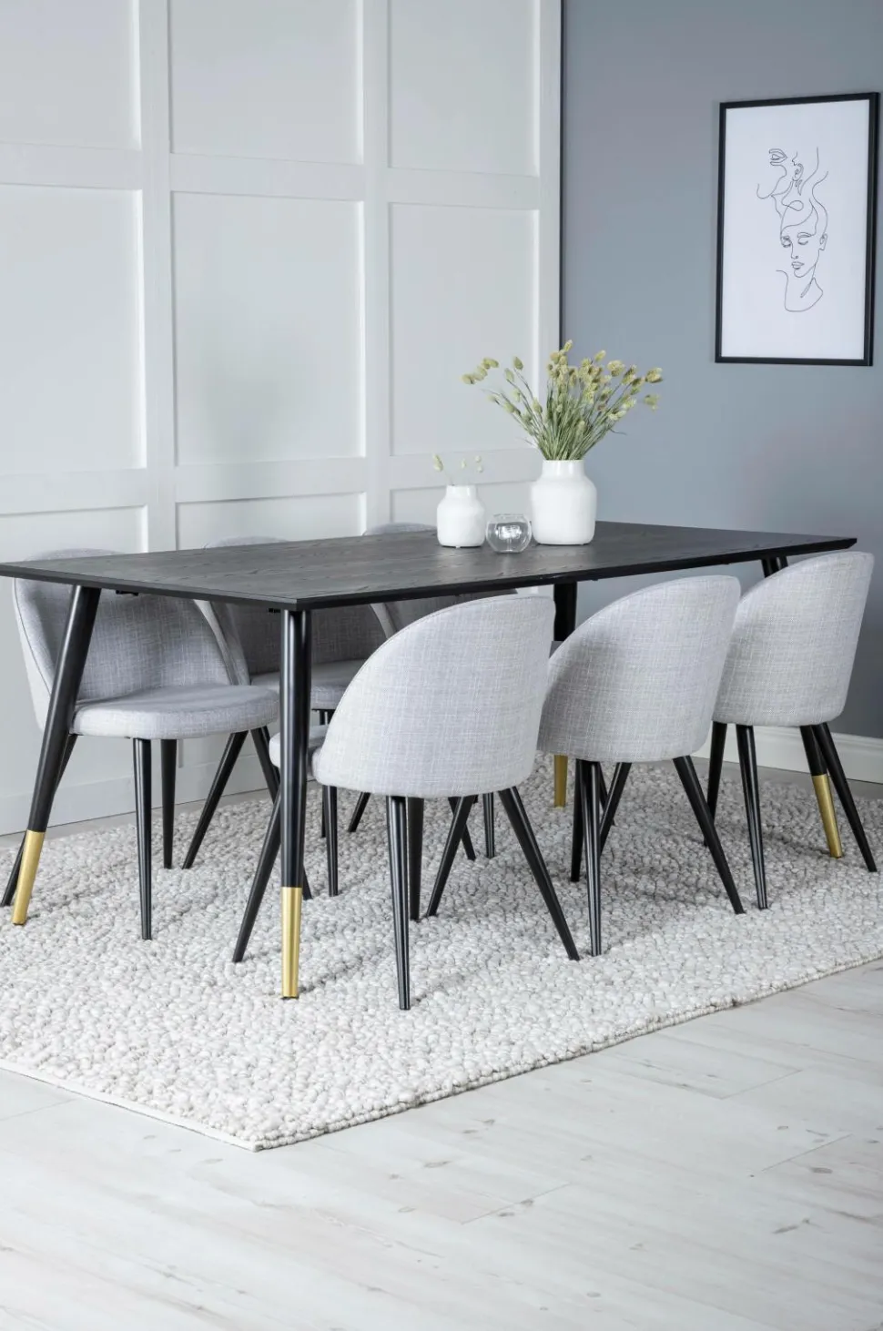 Venture Home Spisegruppe Dipp med 6 spisebordsstole Velvet