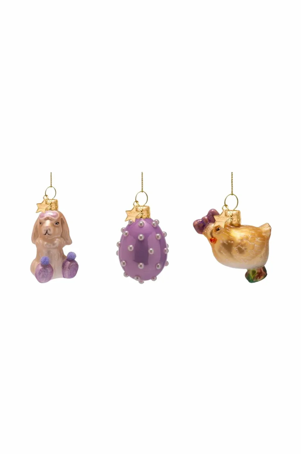 Vondels Ornament glas påskesæt bunny, sæt med 3